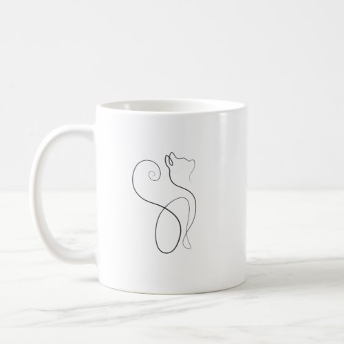Minimalistic Cat Silhouette One Line Drawing Coffee Mug