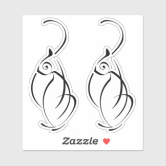 Minimalistic cat tattoo. 2 white edged stickers