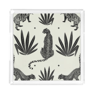 Minimalistic Cheetah Illustration Vintage Acrylic Tray