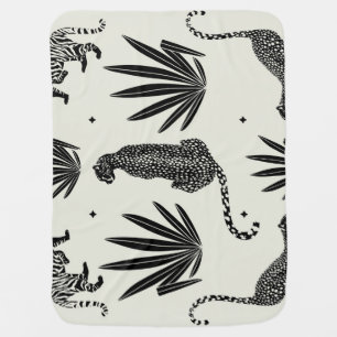 Minimalistic Cheetah Illustration Vintage Baby Blanket