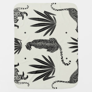 Minimalistic Cheetah Illustration Vintage Baby Blanket