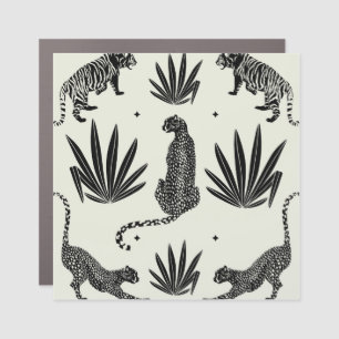 Minimalistic Cheetah Illustration Vintage Car Magnet