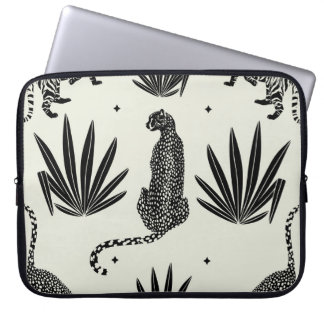 Minimalistic Cheetah Illustration Vintage Laptop Sleeve