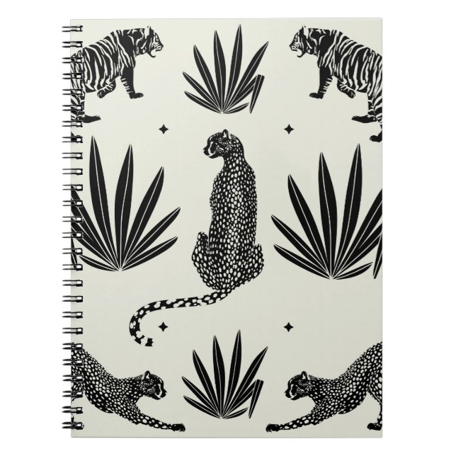 Minimalistic Cheetah Illustration Vintage Notebook (Front)