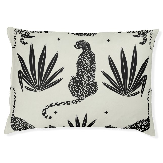 Minimalistic Cheetah Illustration Vintage Pet Bed (Front)