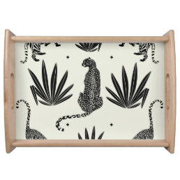 Minimalistic Cheetah Illustration Vintage Serving Tray