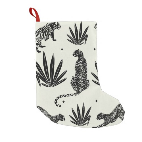 Minimalistic Cheetah Illustration Vintage Small Christmas Stocking