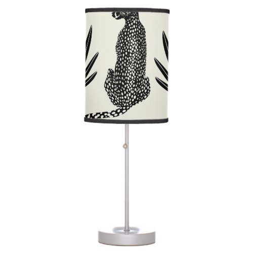 Minimalistic Cheetah Illustration Vintage Table Lamp