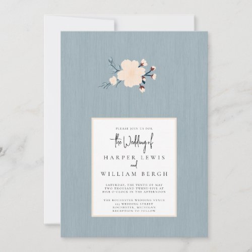 Minimalistic cherry flower japandi wedding invitation