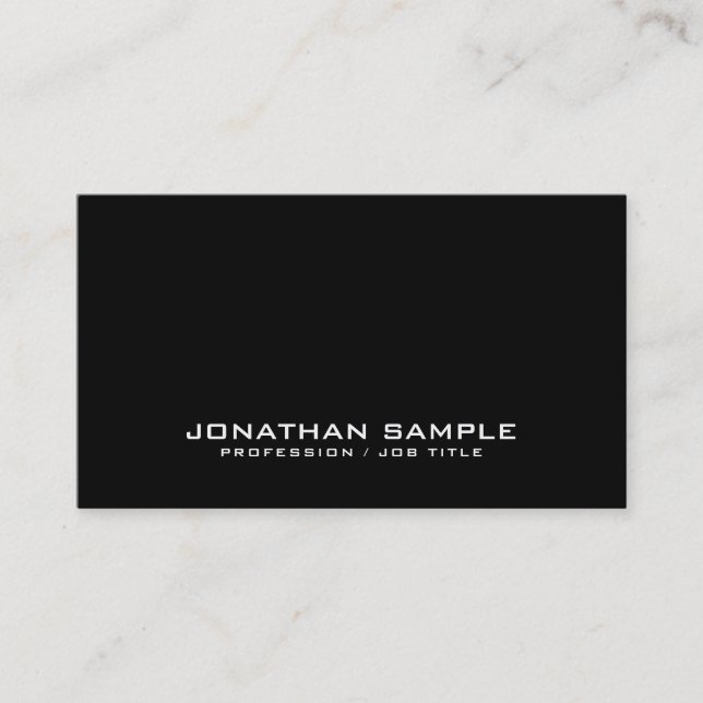 Minimalistic Chic Design Black Plain Professional Business Card (Front)