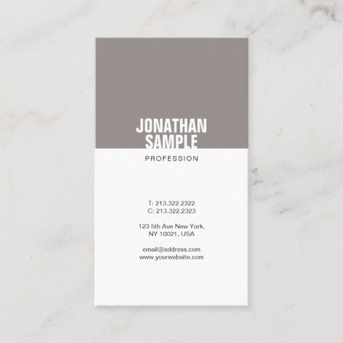 Minimalistic Chic Design Brown White Trendy Plain Business Card