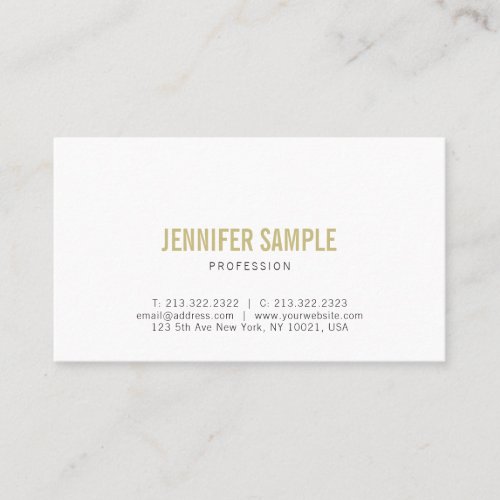 Minimalistic Chic Design Gold White Plain Trendy Business Card