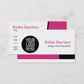 Minimalistic Chic Pink And Black Business Card by capturedbyKC at Zazzle