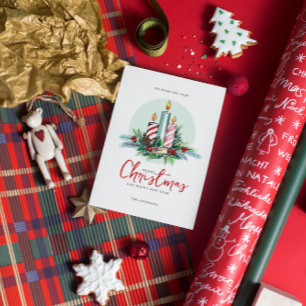 Minimalistic Christmas Candles Floral Bouquet Invitation