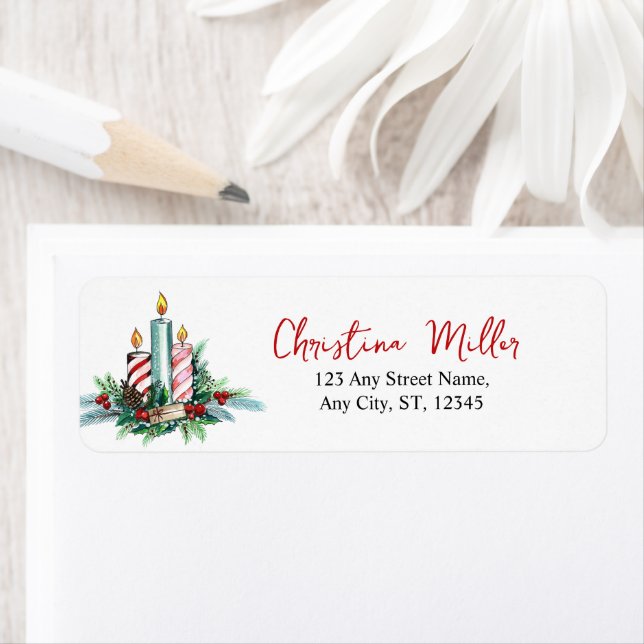 Minimalistic Christmas Candles Floral Bouquet Label (Insitu)