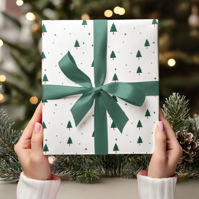Minimalistic Christmas Green Tree  Wrapping Paper (Creator Uploaded)