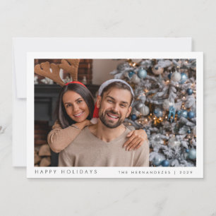 Minimalistic Christmas Modern Family Photo Red Holiday Card