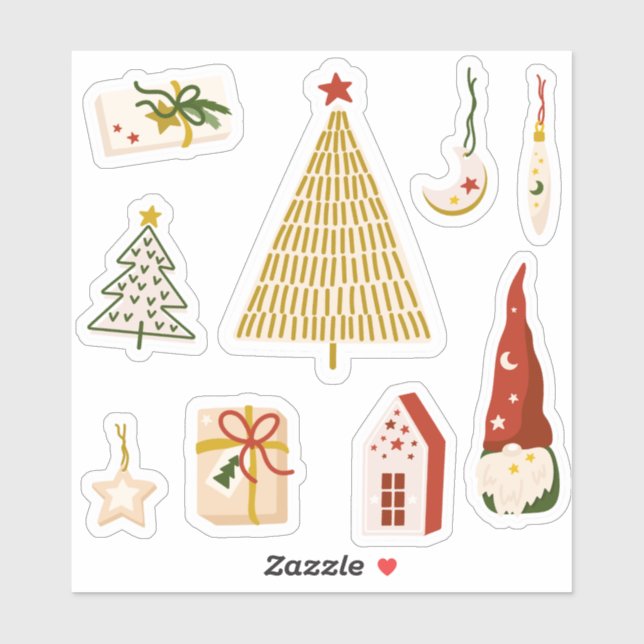 Minimalistic Christmas scrapbook stationery Sticker (Sheet)
