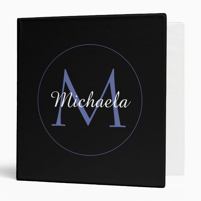 Minimalistic circle modern monogram initial name 3 ring binder (Front/Inside)