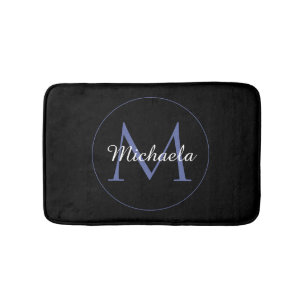 Minimalistic circle modern monogram initial name bath mat