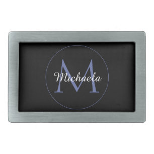Minimalistic circle modern monogram initial name belt buckle
