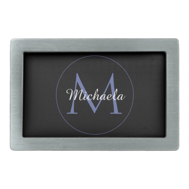 Minimalistic circle modern monogram initial name belt buckle (Front)