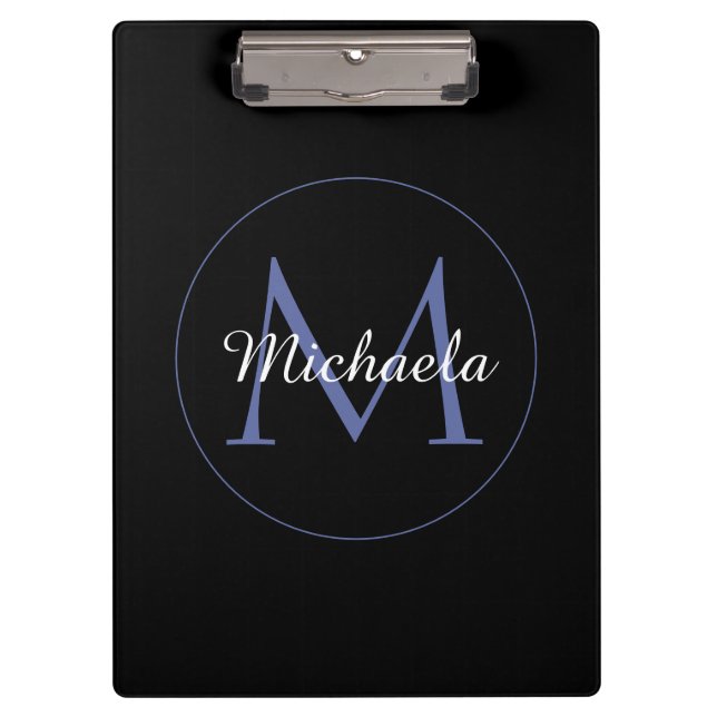 Minimalistic circle modern monogram initial name clipboard (Front)