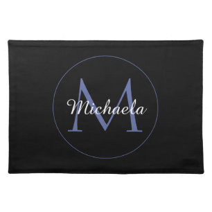 Minimalistic circle modern monogram initial name cloth placemat