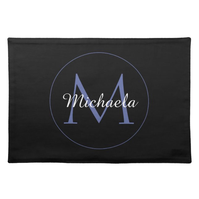 Minimalistic circle modern monogram initial name cloth placemat (Front)