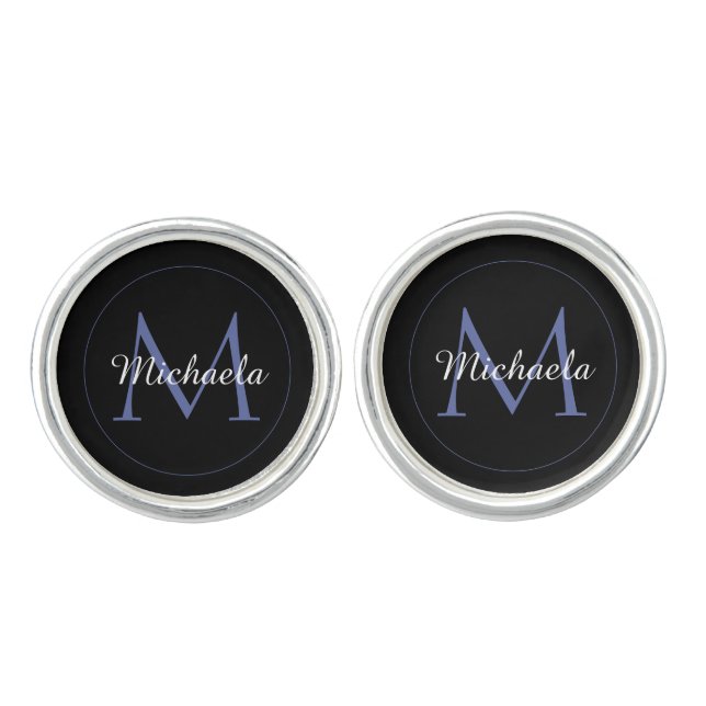 Minimalistic circle modern monogram initial name cufflinks (Front)