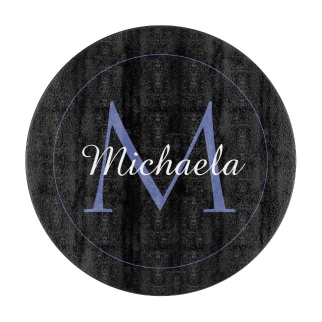 Minimalistic circle modern monogram initial name cutting board (Front)