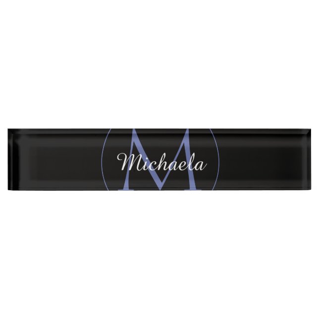 Minimalistic circle modern monogram initial name desk name plate (Front)