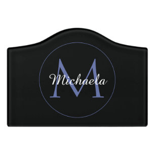 Minimalistic circle modern monogram initial name door sign