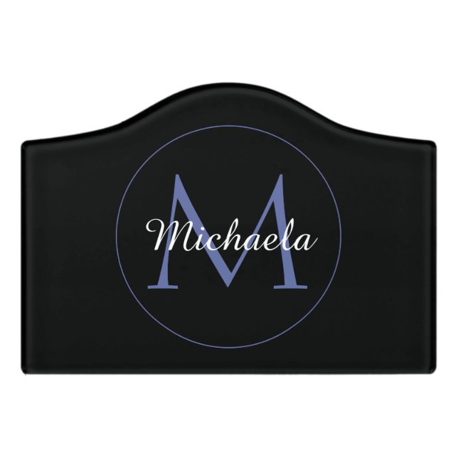 Minimalistic circle modern monogram initial name door sign (Small Crest Front)
