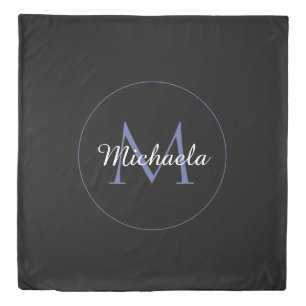 Minimalistic circle modern monogram initial name duvet cover
