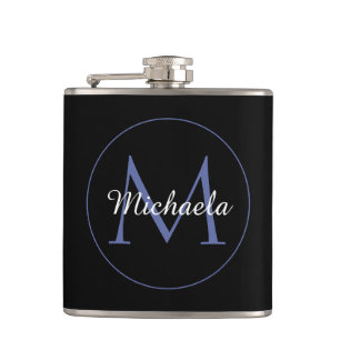 Minimalistic circle modern monogram initial name flask