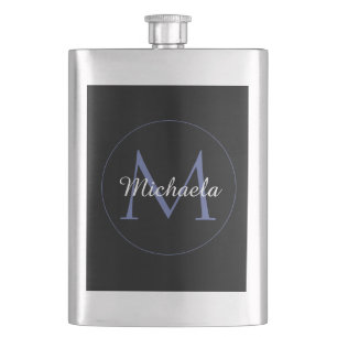 Minimalistic circle modern monogram initial name flask