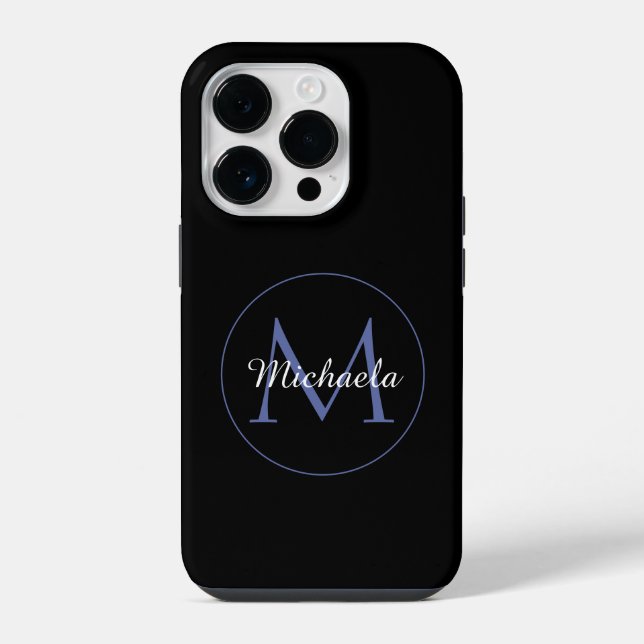 Minimalistic circle modern monogram initial name iphone case (Back)