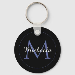 Minimalistic circle modern monogram initial name keychain