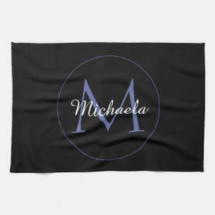 Minimalistic circle modern monogram initial name kitchen towel