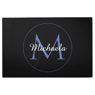Minimalistic circle modern monogram initial name metal print
