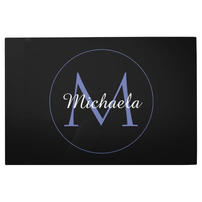 Minimalistic circle modern monogram initial name metal print (Front)