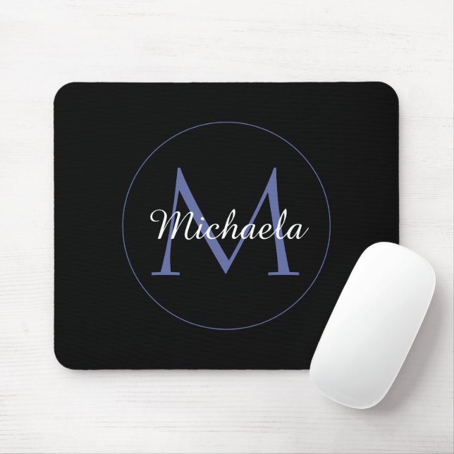 Minimalistic circle modern monogram initial name mouse pad (With Mouse)