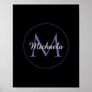 Minimalistic circle modern monogram initial name poster