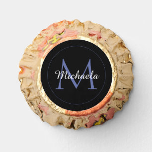 Minimalistic circle modern monogram initial name reese's peanut butter cups