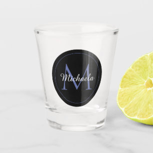 Minimalistic circle modern monogram initial name shot glass