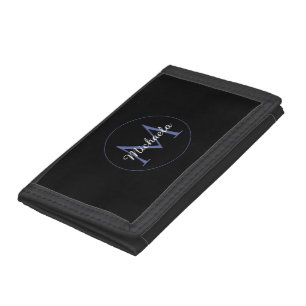 Minimalistic circle modern monogram initial name tri-fold wallet