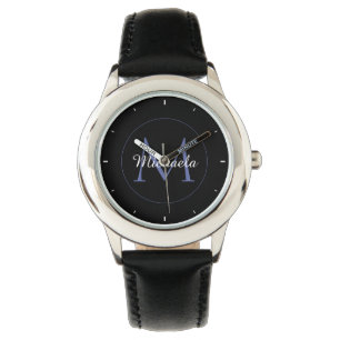 Minimalistic circle modern monogram initial name watch