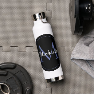 Minimalistic circle modern monogram initial name water bottle