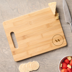 Minimalistic Circled Monogram Wooden Engraved Cutting Board
